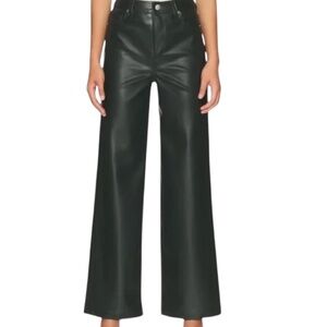 BLANKNYC Franklin Faux Leather Rib Cage Straight Pants in Deep Forest